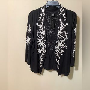 Gorgeous Lauren Michelle jacket black with white & silver trim size XL